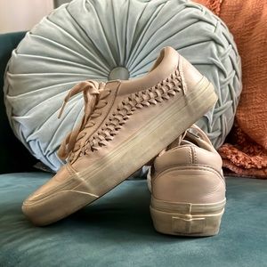Vans Size 5 Old Skool Weaved Leather Whisper Pink
